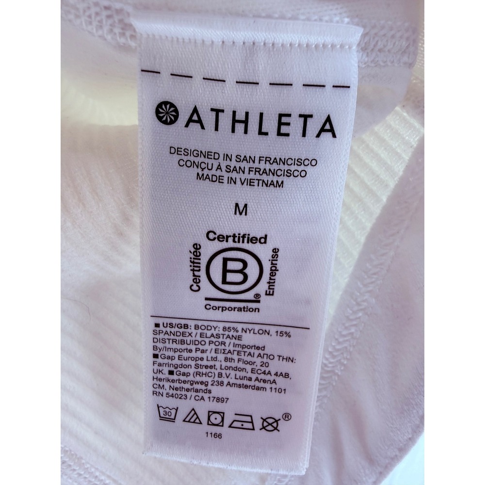 Athleta Womens White Ribbed Full Zip Mock Neck Salutation Jacket Thumbholes M - Picture 4 of 9